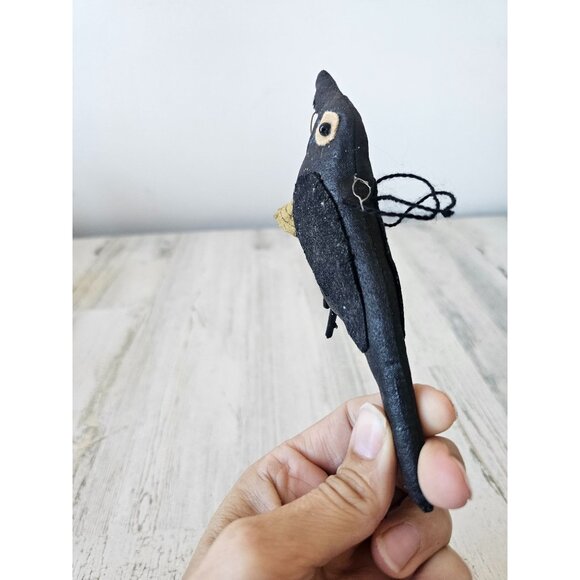 Folk art bird crow Halloween ornament Hive B unique tree - Picture 6 of 8